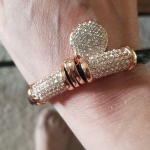 Black Faux leather crystal bracelets